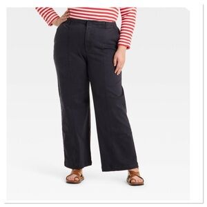 Women’s High Rise Wide Leg Pants in Navy Blue Universal Thread